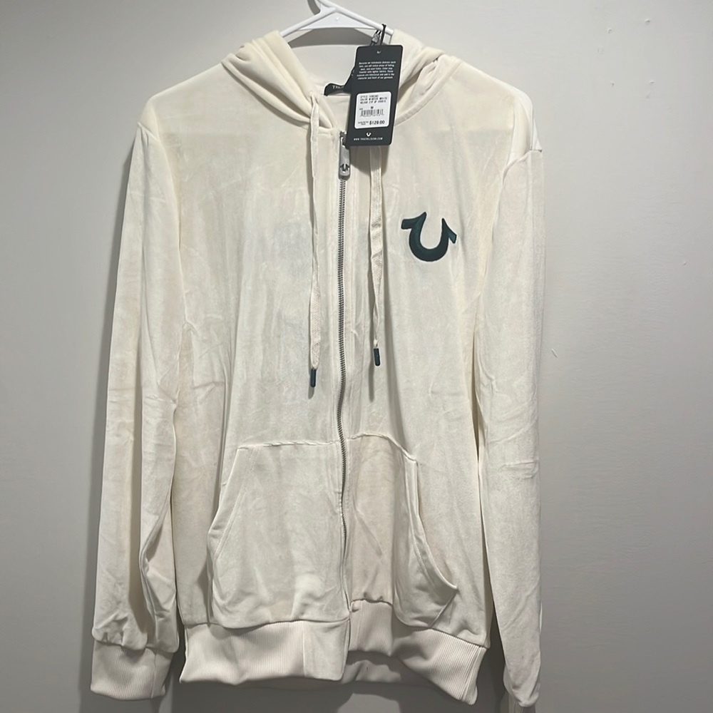 BNWT True Religion Velour Zip Up Hoodie